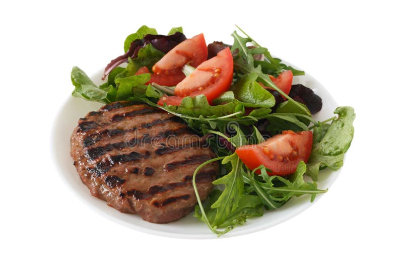 Gegrillter Truthahnhamburger mit Gemüsesalat stockbild