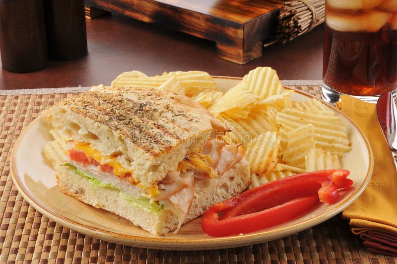 Gegrilltes Truthahn panini lizenzfreies stockfoto