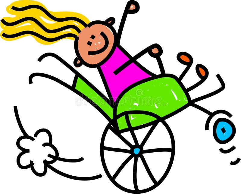 Gehandicapt Wheely-Meisje stock illustratie Gehandicapt Wheely-Meisje stock illustratie