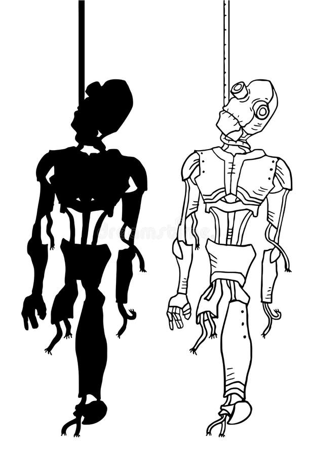 Gehangene Roboterillustration lizenzfreie abbildung