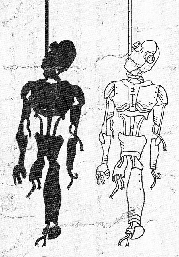 Gehangene Roboterillustration vektor abbildung