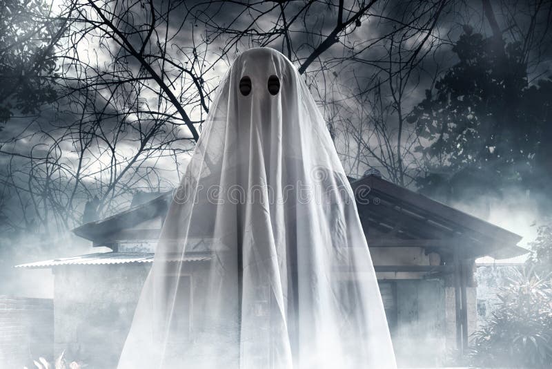 Geheimzinnig spook op spookhuis stock afbeelding Geheimzinnig spook op spookhuis stock afbeelding