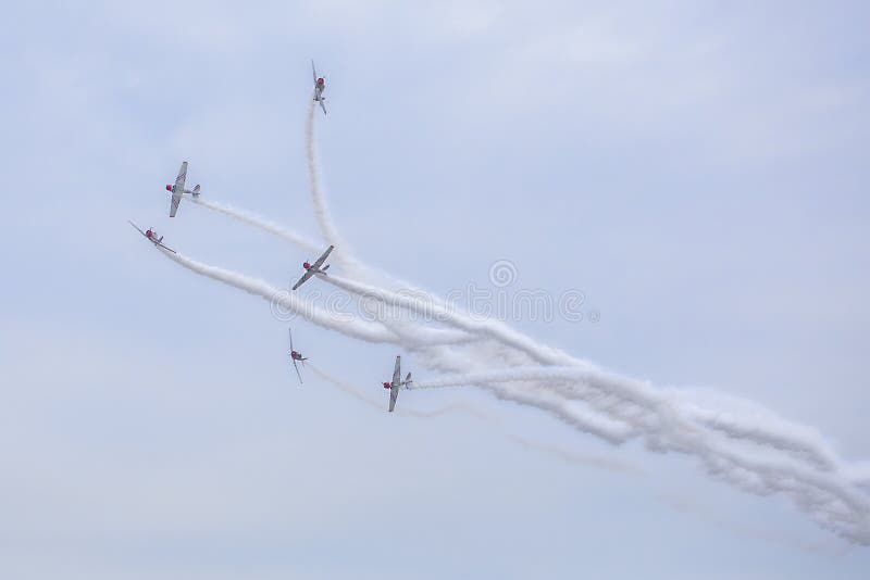 Geico Skytyper US Air Force Combat Planes Performing Aerial Maneuvers At An Air Show