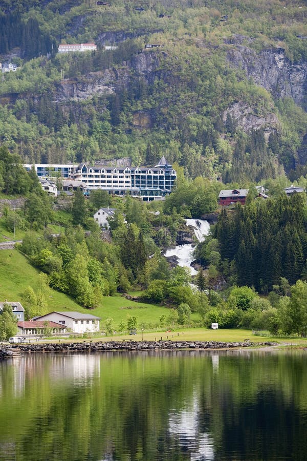 Geiranger village stock photo. Image of beach, cottages 13138952