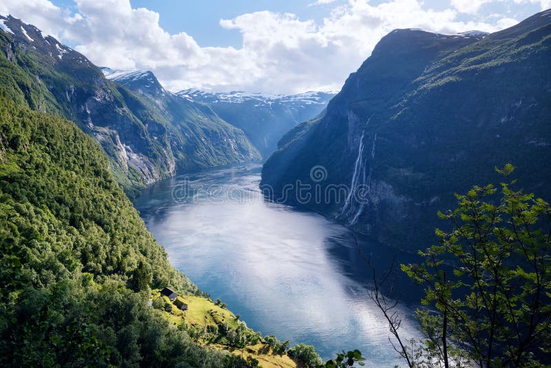 Geirangerfjord fjord and the Seven Sisters waterfall, Norway