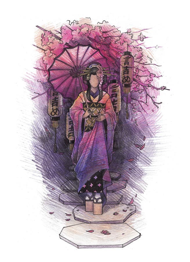 Geisha drawn with pencil vector illustration Geisha drawn with pencil vector illustration
