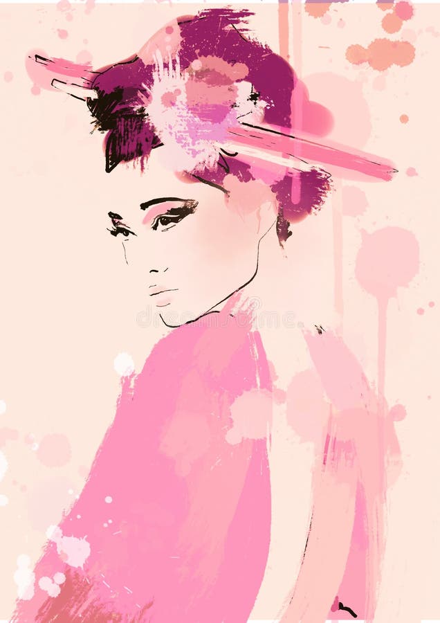 Japanese woman portrait watercolor Royalty Free Vector Image