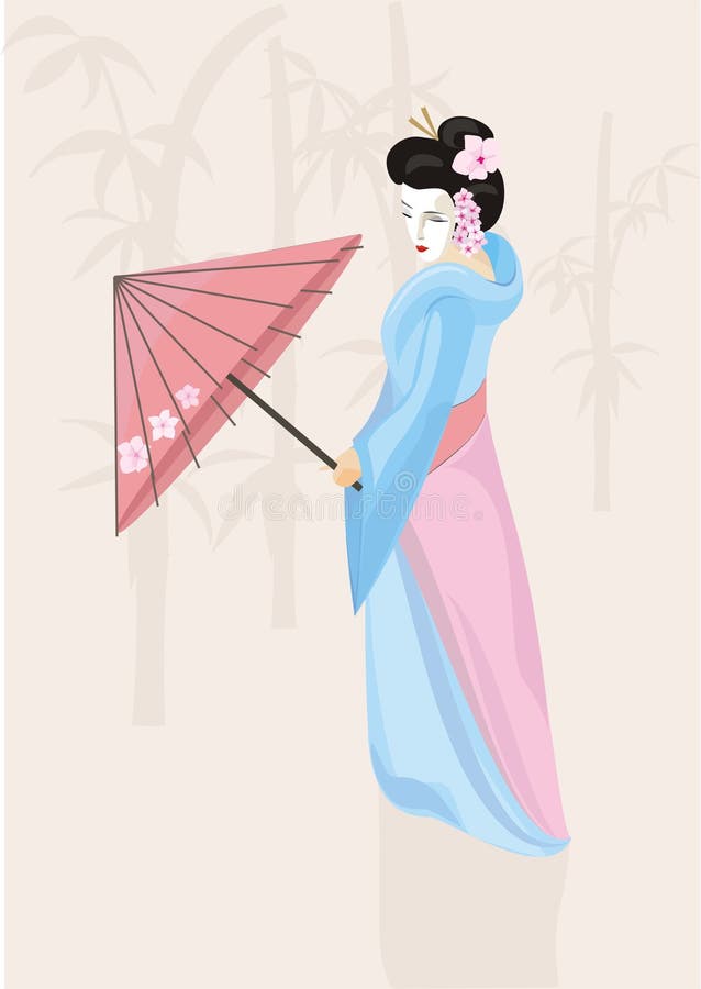 Geisha with umbrella on a background. Geisha with umbrella on a background