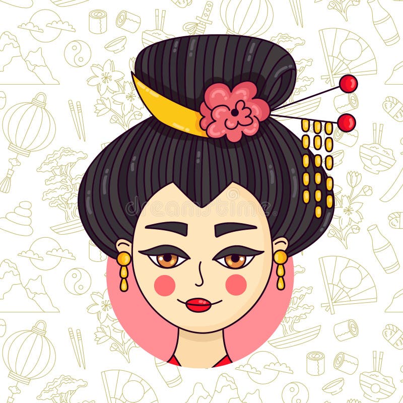 Gejszy doodle Japan kobiety portreta wektor ilustracja wektor Gejszy doodle Japan kobiety portreta wektor ilustracja wektor