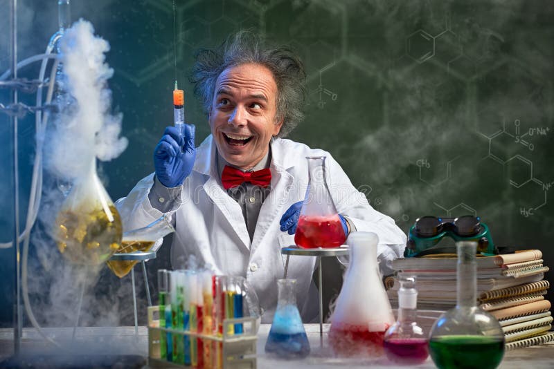 Gekke chemie met injectie stock fotografie Gekke chemie met injectie stock fotografie