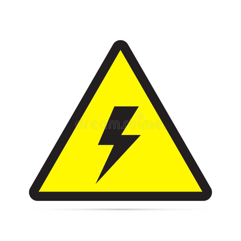 Gekleurd vlak pictogram, vectorontwerp met schaduw Hoogspannings driehoekig waarschuwingsbord vector illustratie Gekleurd vlak pictogram, vectorontwerp met schaduw Hoogspannings driehoekig waarschuwingsbord vector illustratie