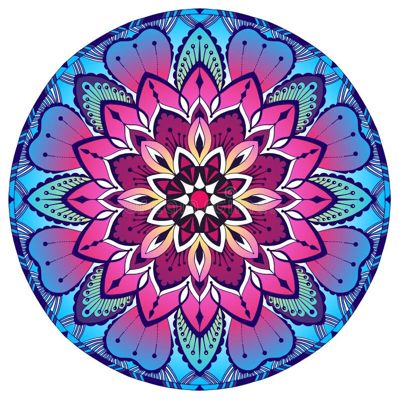 Gekleurde decoratieve Mandala Oosters patroon vector illustratie Gekleurde decoratieve Mandala Oosters patroon vector illustratie