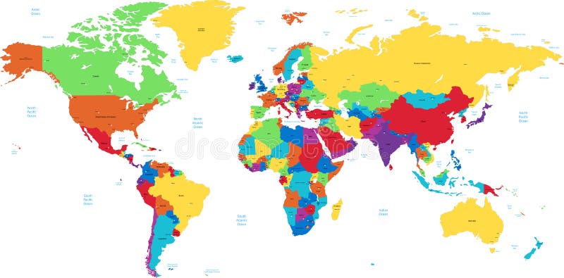 Gekleurde wereldkaart