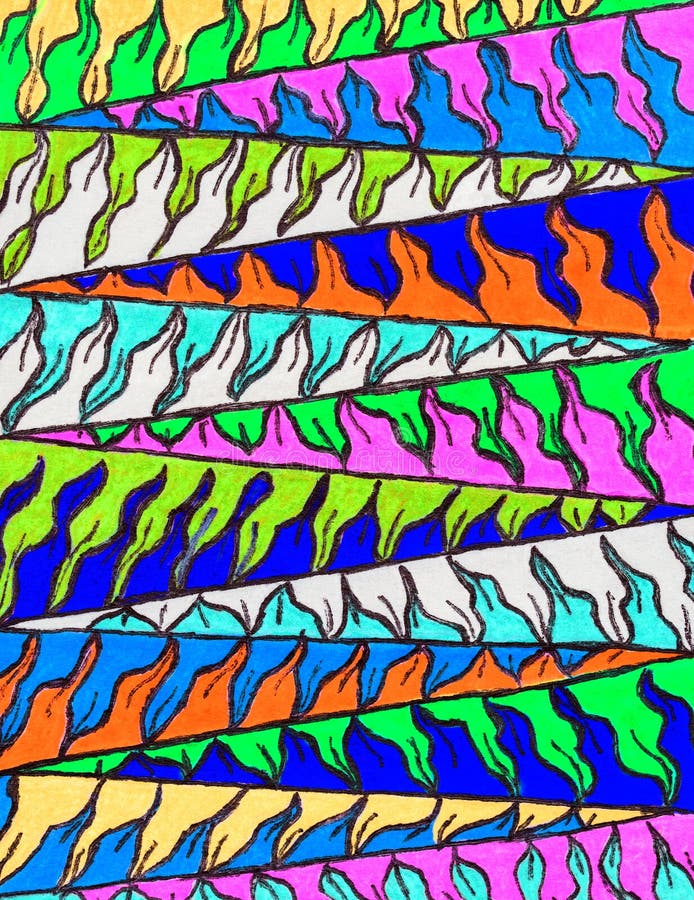 Bright Colourful Hand Drawn Zigzag Pattern. Stock Illustration ...