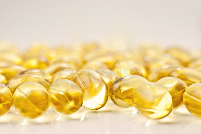 Gel vitamin supplement capsules.