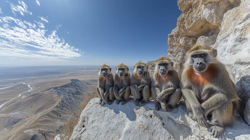 Gelada Baboons Aduna pe Stâncile Etiopiene vector illustration