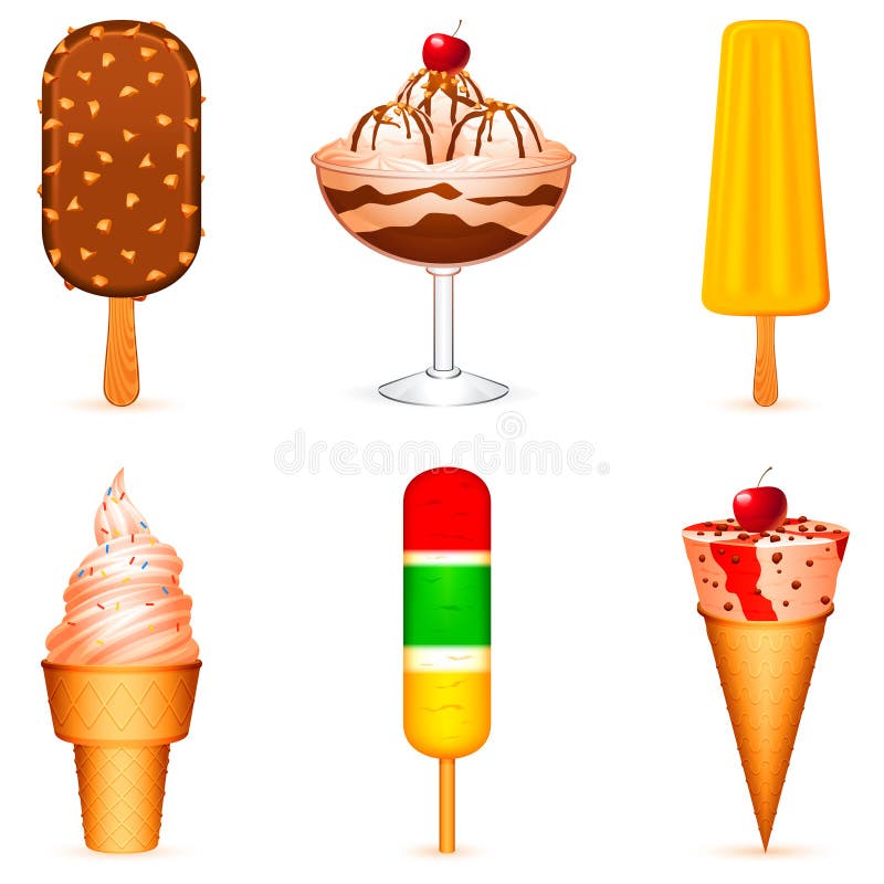 Set of 6 ice creams. Set of 6 ice creams.