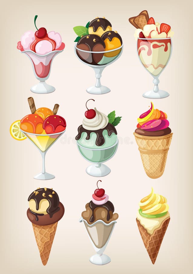 Set of colorful tasty isolated ice cream. Set of colorful tasty isolated ice cream