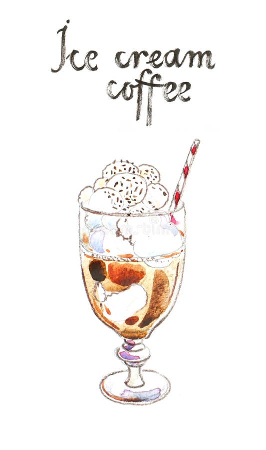 Gelado do café da aquarela, café congelado ilustração royalty free