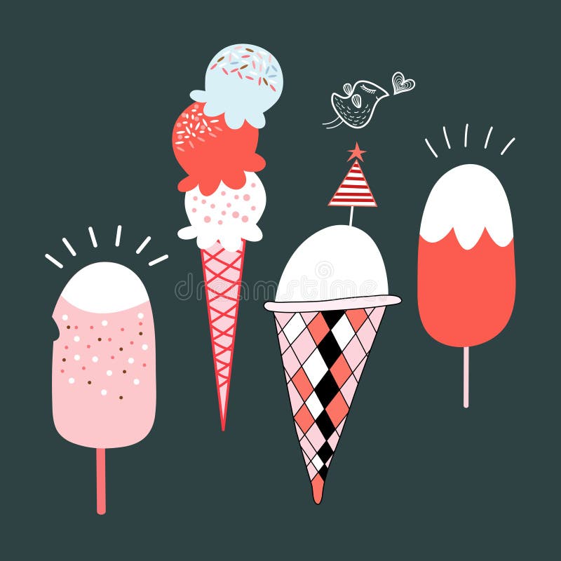 Gelado e pássaro ilustração stock Gelado e pássaro ilustração stock
