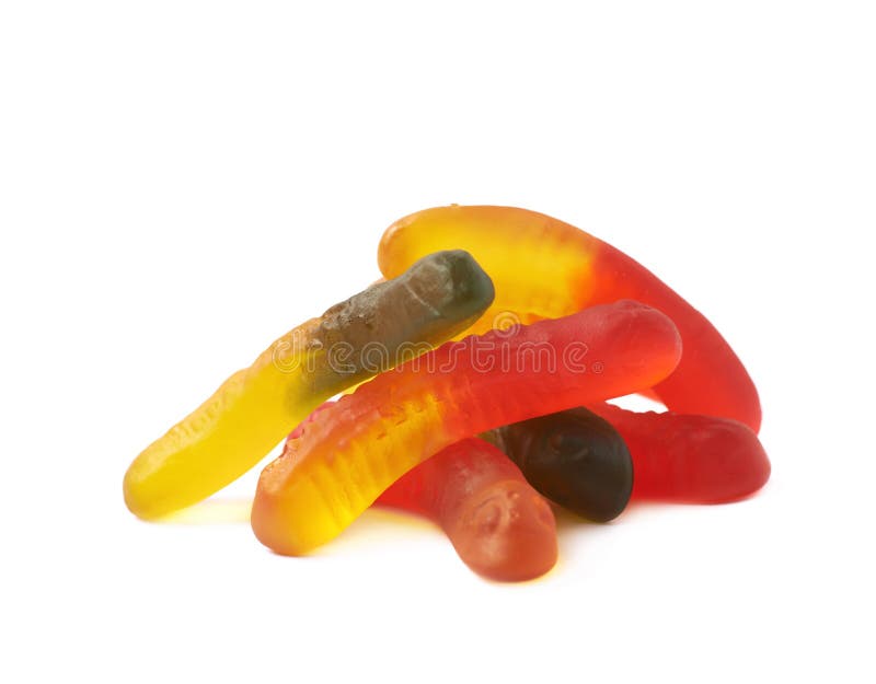 Gelatin based worm candy stock photo. Image of colored 64852232