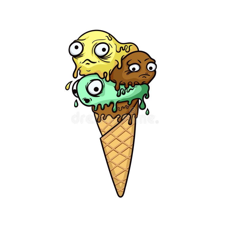 Gelato sveglio dello zombie con gli occhi e la bocca illustrazione di stock Gelato sveglio dello zombie con gli occhi e la bocca illustrazione di stock