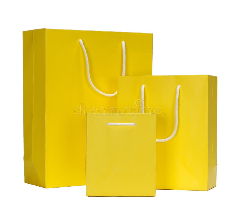 Gelbe Einkaufstaschegeschenktasche lizenzfreies stockfoto Gelbe Einkaufstaschegeschenktasche lizenzfreies stockfoto