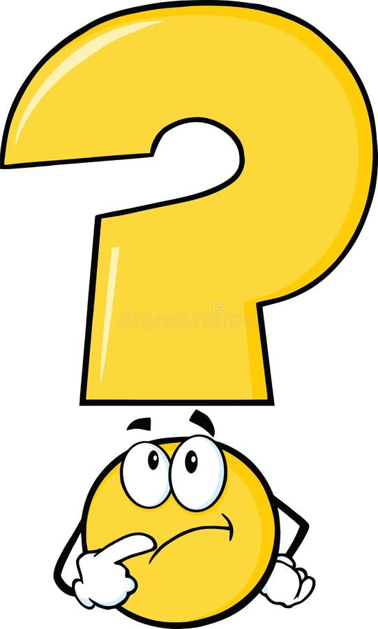 Gelbe Frage Mark Character Thinking lizenzfreie abbildung