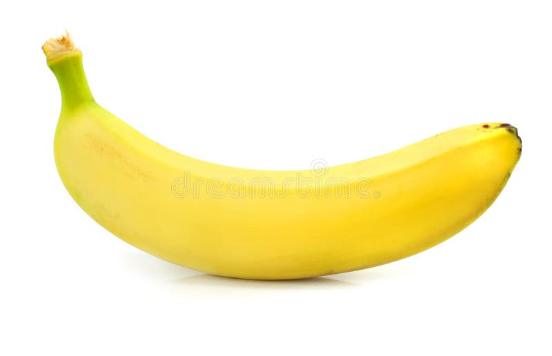 Gelbe getrennte Nahrung der Banane Frucht auf Weiß