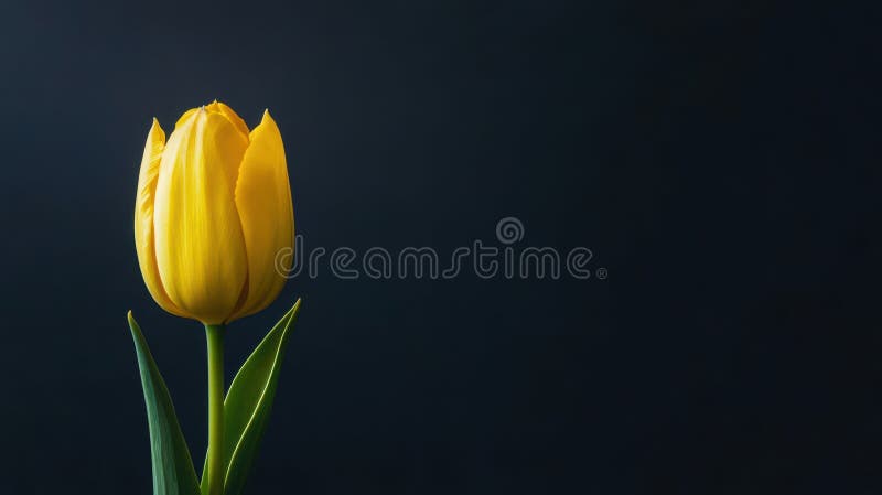 Gelbe Tulpe isoliert vor einem dunklen Hintergrund und bietet Platz für Text oder Designs stock abbildung