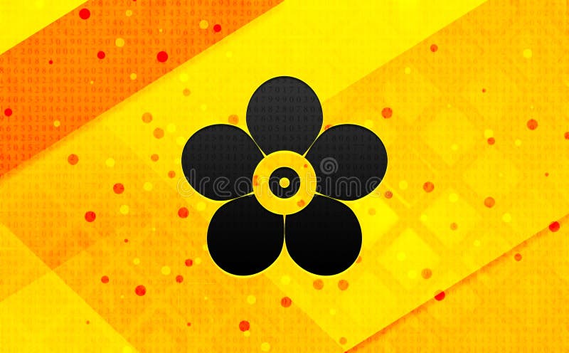 Gelber Hintergrund der belaubten Fahne der Blumenikonenzusammenfassung digitalen stock abbildung Gelber Hintergrund der belaubten Fahne der Blumenikonenzusammenfassung digitalen stock abbildung