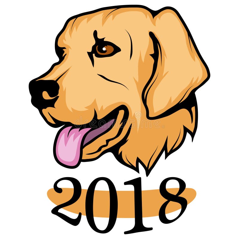 Gelber Hund Ist Symbol 2018 Vektor Abbildung Illustration von