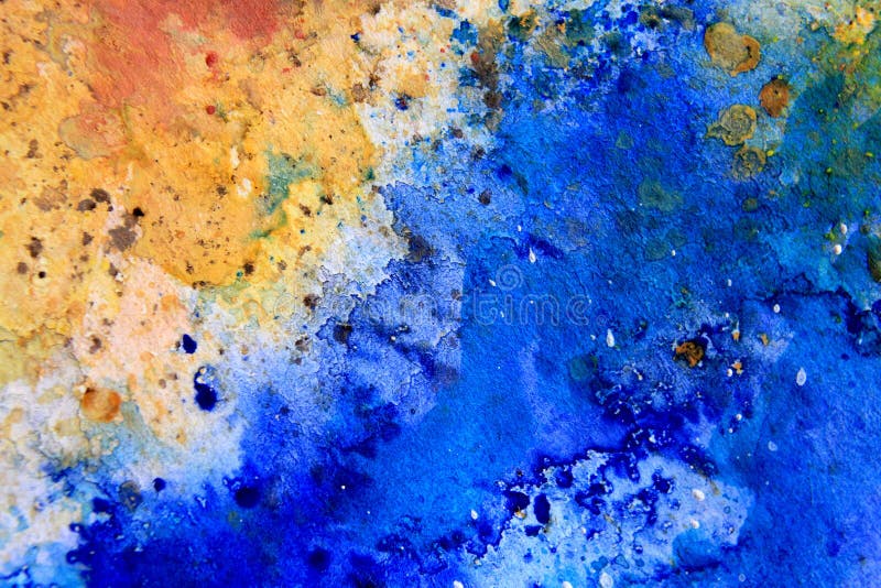 Gelber Ocker mit blauen Aquarell-Beschaffenheiten 6 vektor abbildung Gelber Ocker mit blauen Aquarell-Beschaffenheiten 6 vektor abbildung