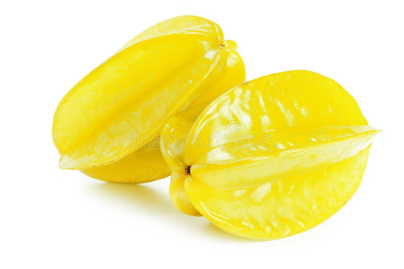 Gelber Sternfrucht Carambola oder Sternapfel starfruit auf weißem Hintergrund