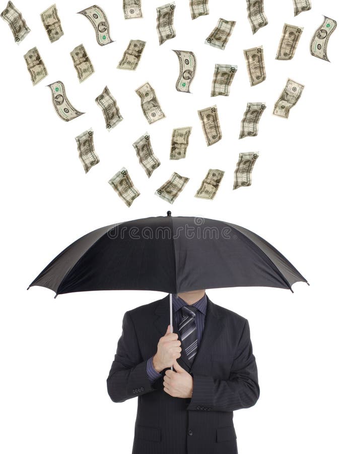 Geld dat neer op een persoon regent stock fotografie Geld dat neer op een persoon regent stock fotografie