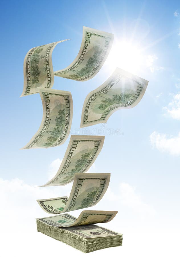 Geld dat van hemel valt stock afbeeldingen Geld dat van hemel valt stock afbeeldingen