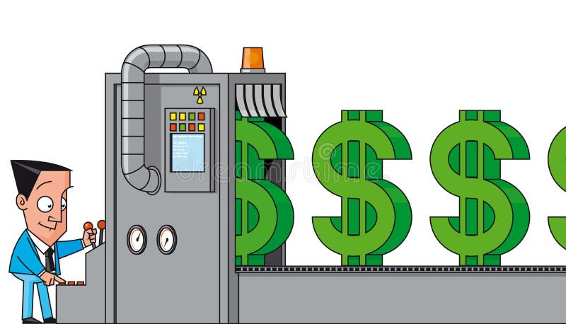 Geld die machine maken stock illustratie Geld die machine maken stock illustratie