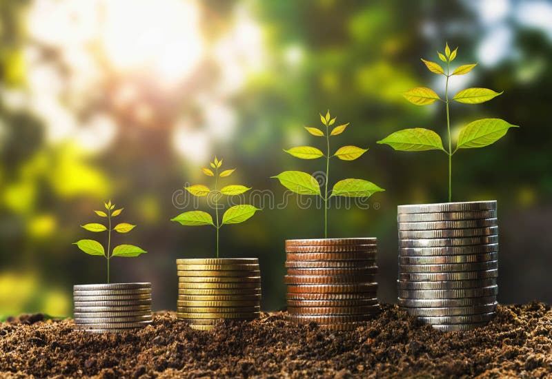 money growht in soil and tree concept , business success finance with sunshine in nature. money growht in soil and tree concept , business success finance with sunshine in nature