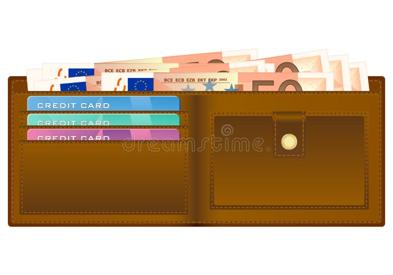 Geldbörse mit Banknote des Euros fünfzig vektor abbildung Geldbörse mit Banknote des Euros fünfzig vektor abbildung