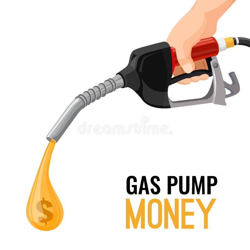Gas, gasoline pump money concept. Cost for fuel. Vector illustration. Gas, gasoline pump money concept. Cost for fuel. Vector illustration