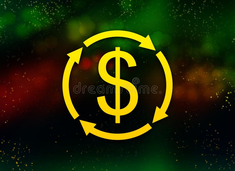 Geldwechsel-Dollarzeichen-Ikonenzusammenfassung bokeh dunkler Hintergrund. Geldwechsel-Dollarzeichenikone lokalisiert auf Zusammenfassung bokeh dunklem Hintergrund