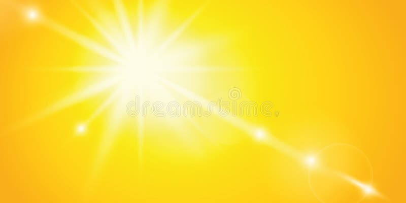 Gele achtergrond van de zonneschijn de heldere hemel