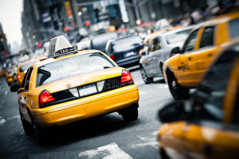 Gele Taxi in de Stad van New York royalty-vrije stock foto's Gele Taxi in de Stad van New York royalty-vrije stock foto's