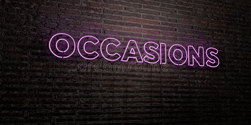 GELEGENHEDEN - Realistisch Neonteken op Bakstenen muurachtergrond - 3D teruggegeven royalty vrij voorraadbeeld vector illustratie GELEGENHEDEN - Realistisch Neonteken op Bakstenen muurachtergrond - 3D teruggegeven royalty vrij voorraadbeeld vector illustratie
