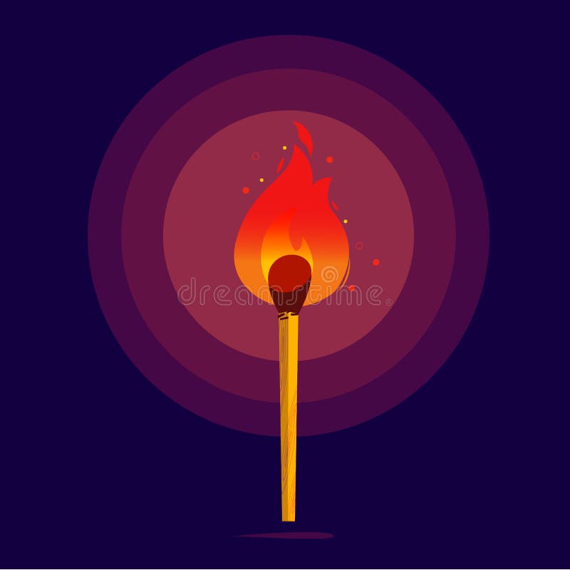 Gelijke met brand die in de duisternis gloeien Brandende gelijken - Motiv stock illustratie Gelijke met brand die in de duisternis gloeien Brandende gelijken - Motiv stock illustratie