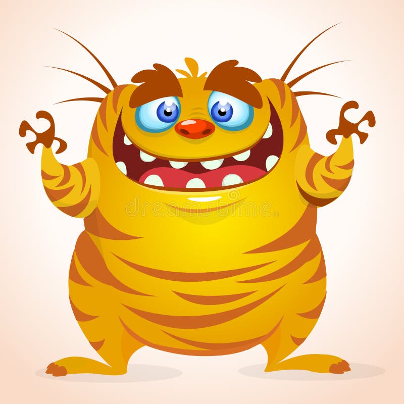 Gelukkig Beeldverhaalmonster Het vector gele gestreepte monster van Halloween royalty-vrije illustratie Gelukkig Beeldverhaalmonster Het vector gele gestreepte monster van Halloween royalty-vrije illustratie