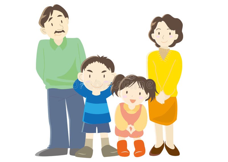 Gelukkig familiesbeeld - ouders en kinderen - B Ty vector illustratie Gelukkig familiesbeeld - ouders en kinderen - B Ty vector illustratie