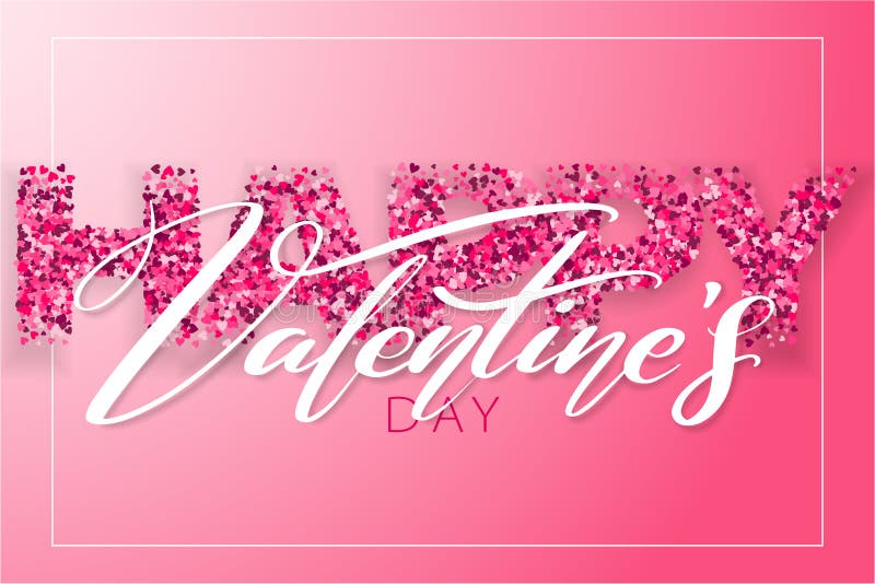 Gelukkig horizontaal de bannerontwerp van de Valentijnskaartendag 14 Februari Roze kleuren romantisch malplaatje met kleine harte stock illustratie Gelukkig horizontaal de bannerontwerp van de Valentijnskaartendag 14 Februari Roze kleuren romantisch malplaatje met kleine harte stock illustratie