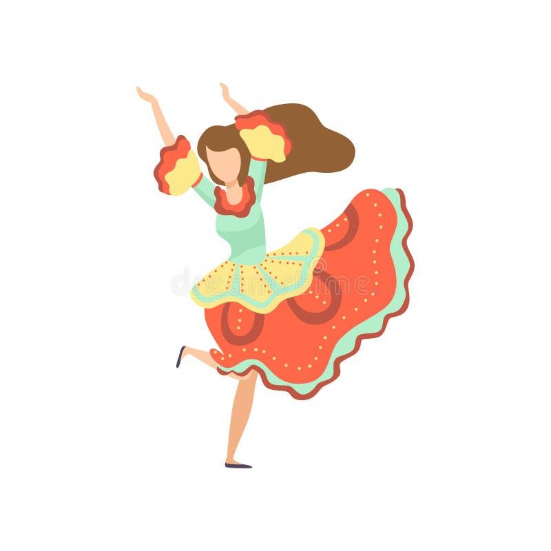 Gelukkig Meisje in Heldere Kleding die bij Folklorepartij dansen, het Festival Vectorillustratie van Festa Junina Brazilië Juni stock illustratie Gelukkig Meisje in Heldere Kleding die bij Folklorepartij dansen, het Festival Vectorillustratie van Festa Junina Brazilië Juni stock illustratie