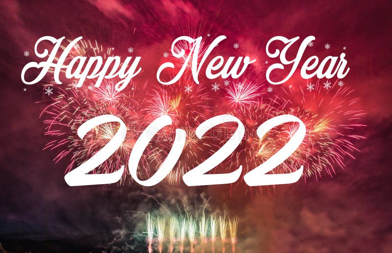 Gelukkig Nieuw Jaar 2022 Met Vuurwerk Achtergrond Stock Foto Image Of